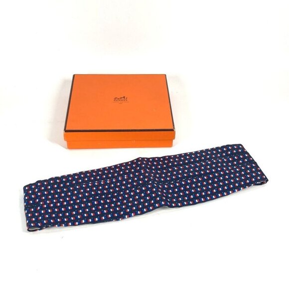 HERMES Accessories Cummer band belt silk blue - Picture 3 of 16